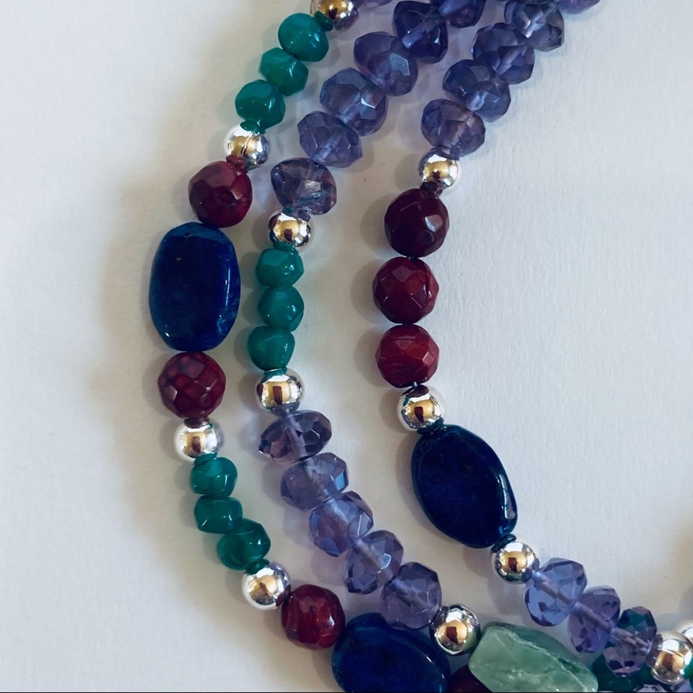 HAND CRAFTED BRACELET & EARRINGS Lapis Lazuli Aventurine Coral Amethyst NWT - Picture 4 of 8